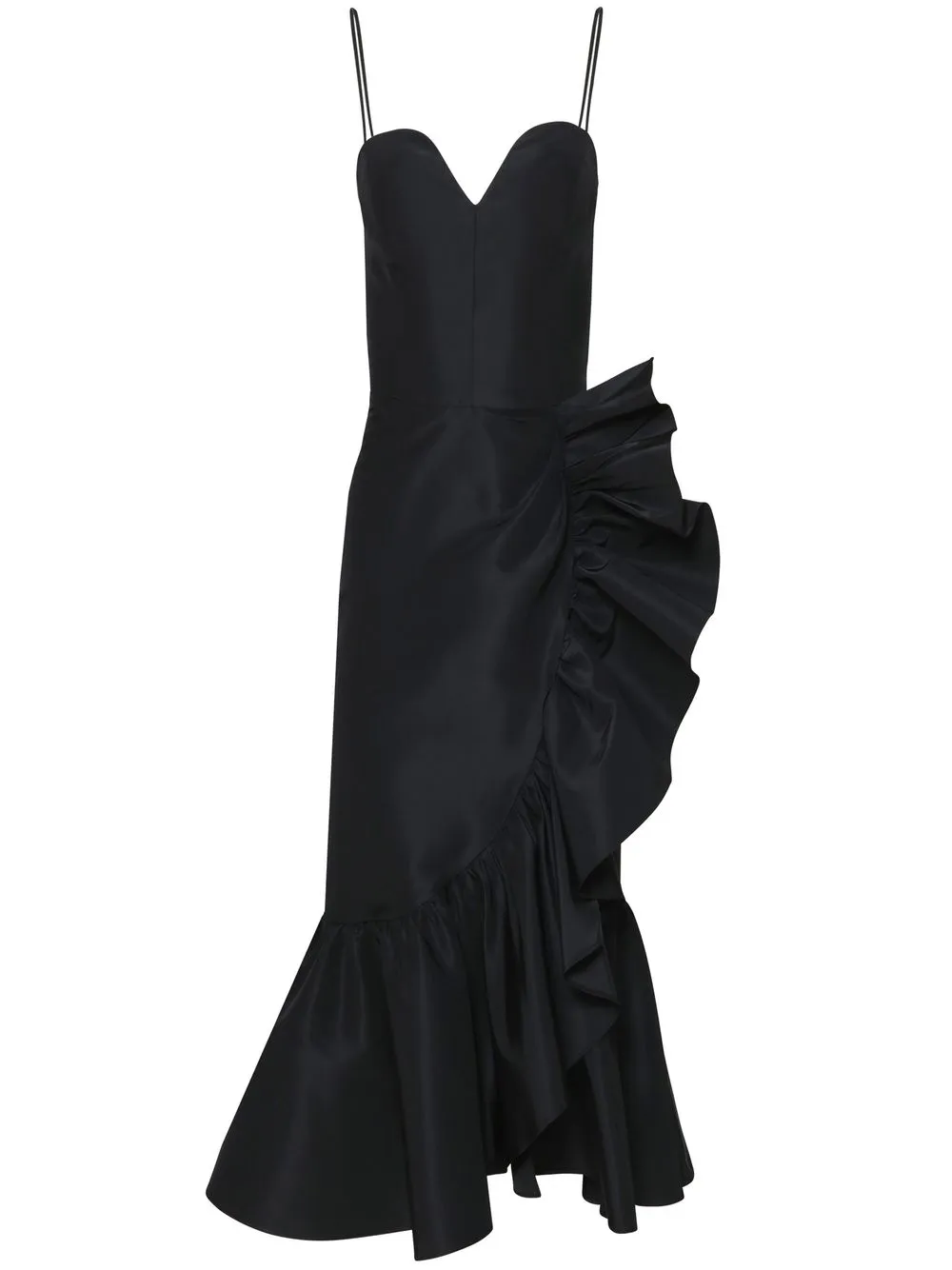 Shop Carolina Herrera Ruffled Silk Dress In Black