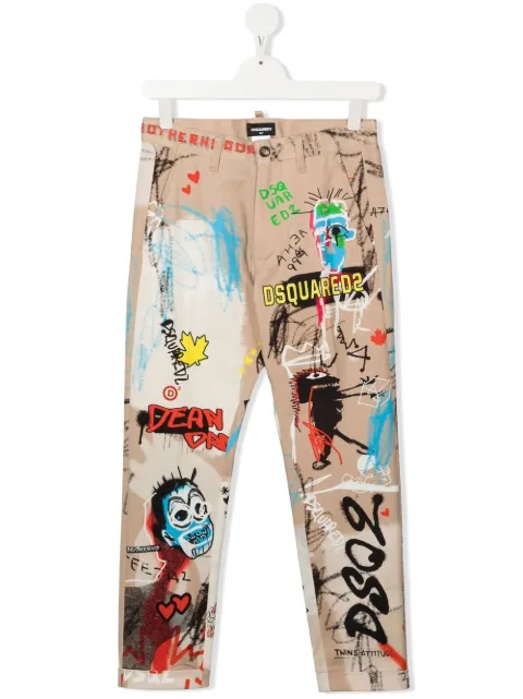 DSQUARED2 KIDS pantalones rectos con estampado de grafiti 