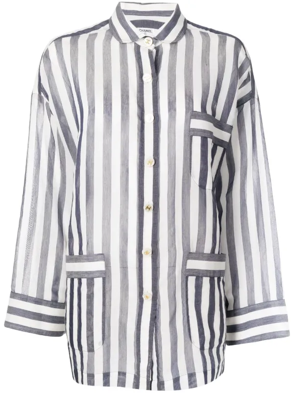 1990s CC-button Striped Shirt - Farfetch