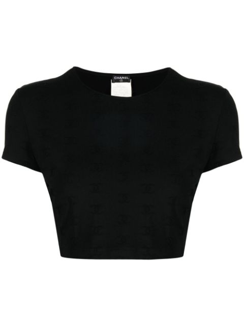 HOT SALE CHANEL 1997 CC logo-embroidered crop top Women