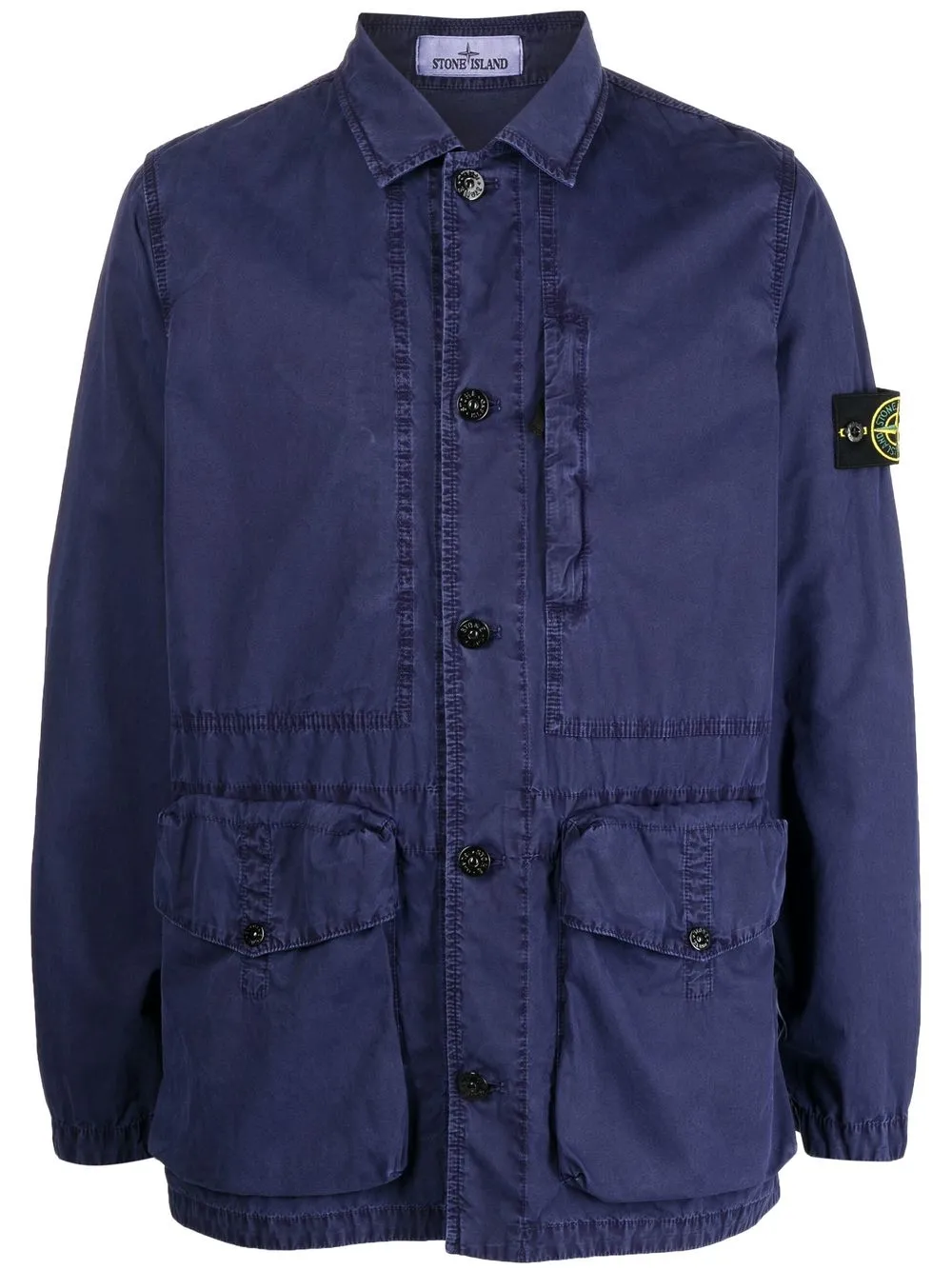 

Stone Island logo-patch button-fastening jacket - Blue