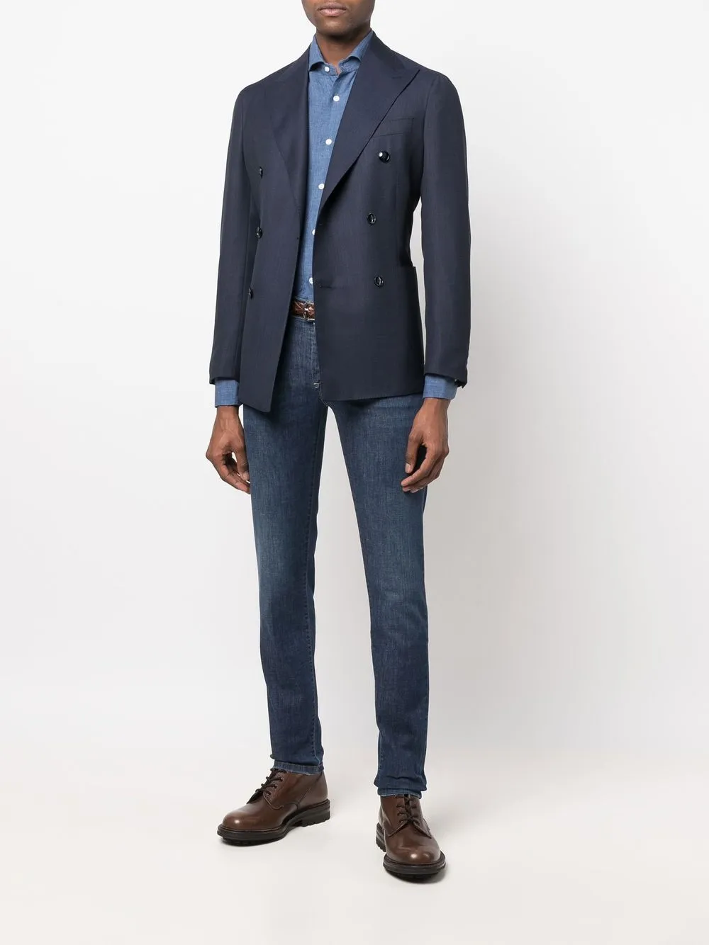 Barba Blazer met dubbele rij knopen - Blauw