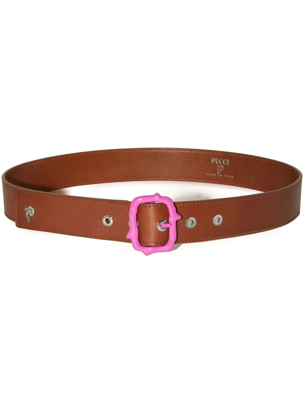 

PUCCI Fish-embellished leather belt - Brown