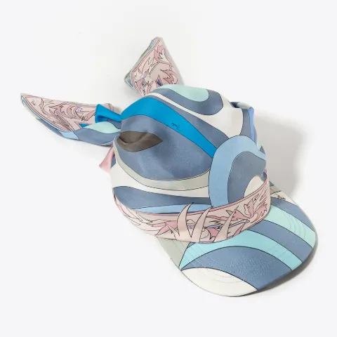 Marmo-Print Silk-Twill Cap in blue | PUCCI