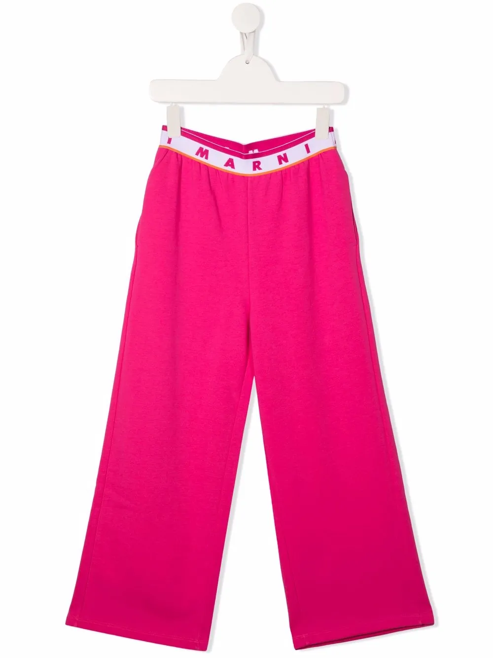 

Marni Kids logo-waist wide-leg trousers - Pink