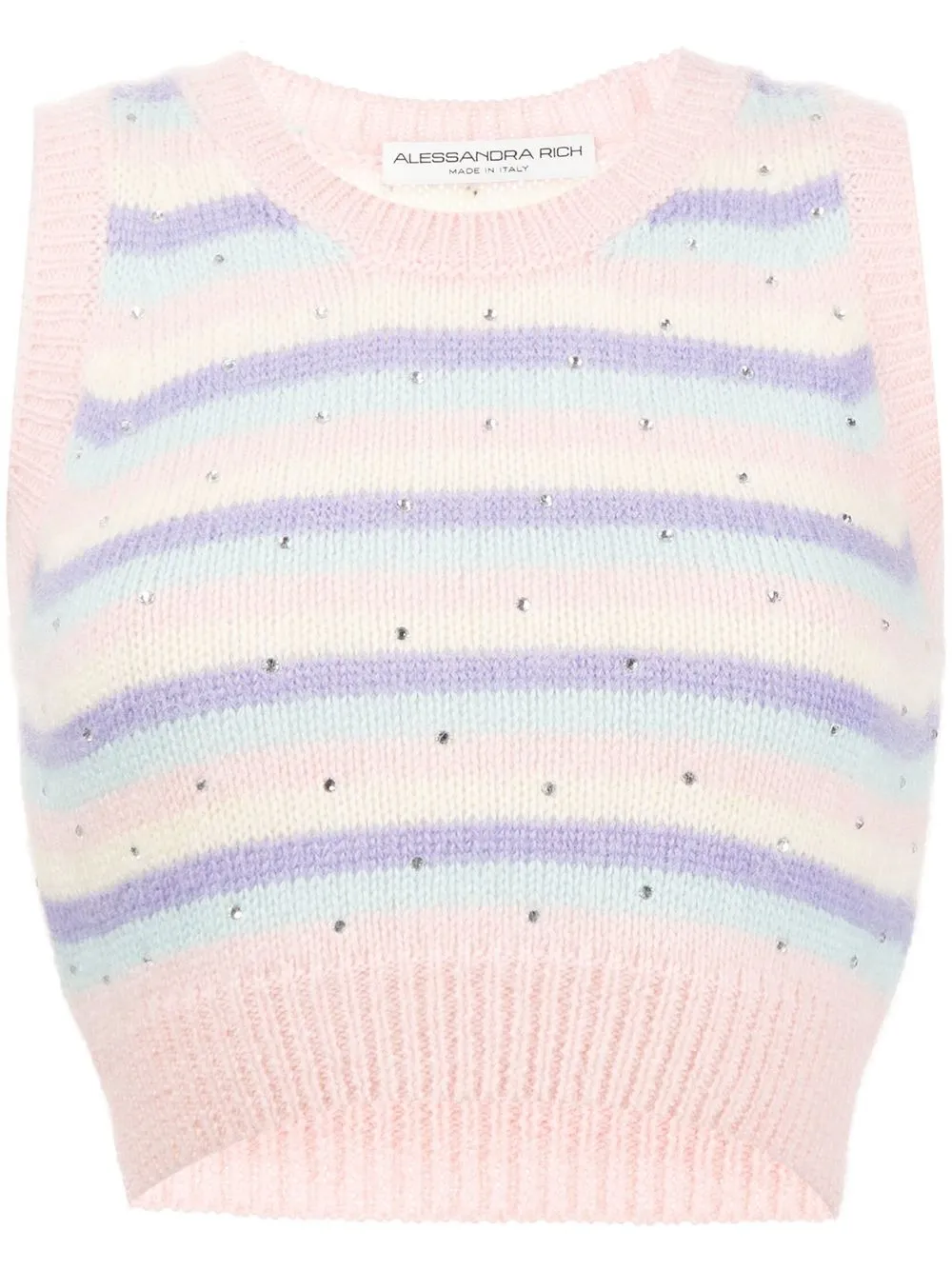 

Alessandra Rich striped-knit vest top - Pink