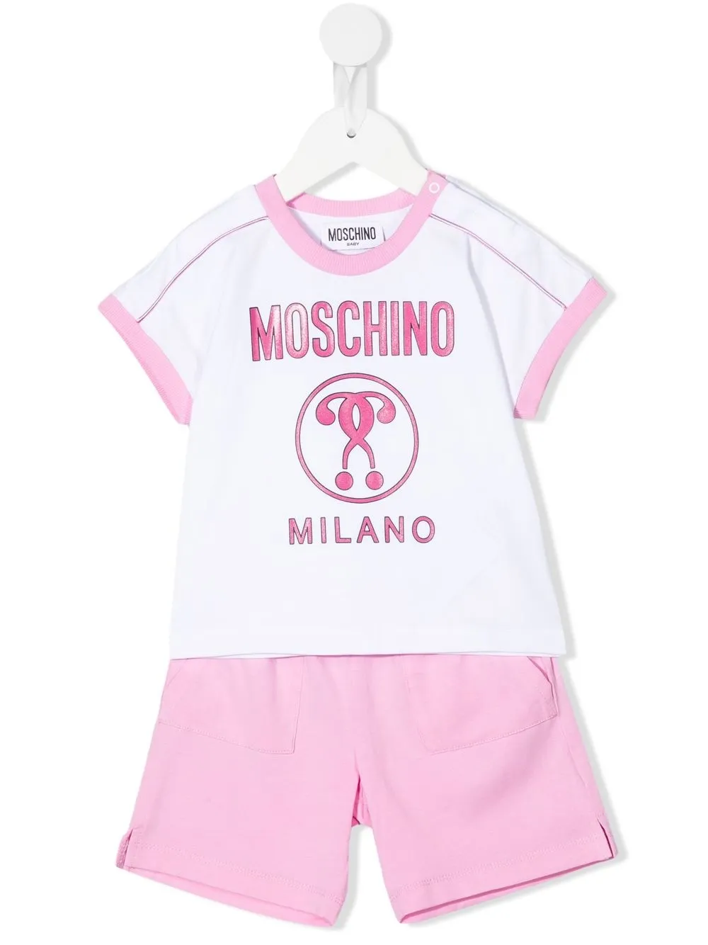 

Moschino Kids logo-print cotton short set - Pink
