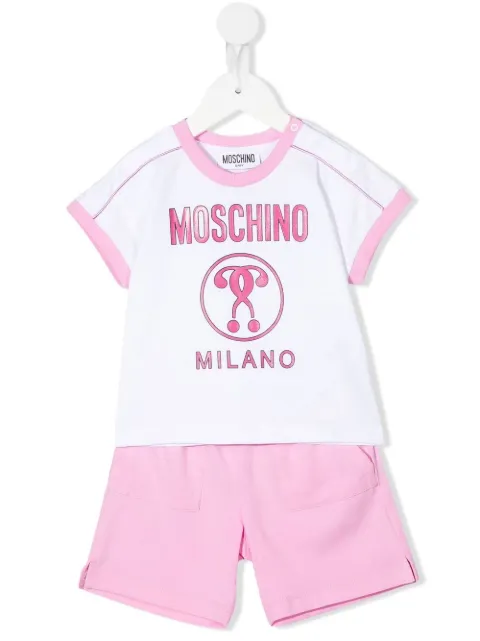 Moschino Kids طقم شورت قطن بطبعة شعار الماركة