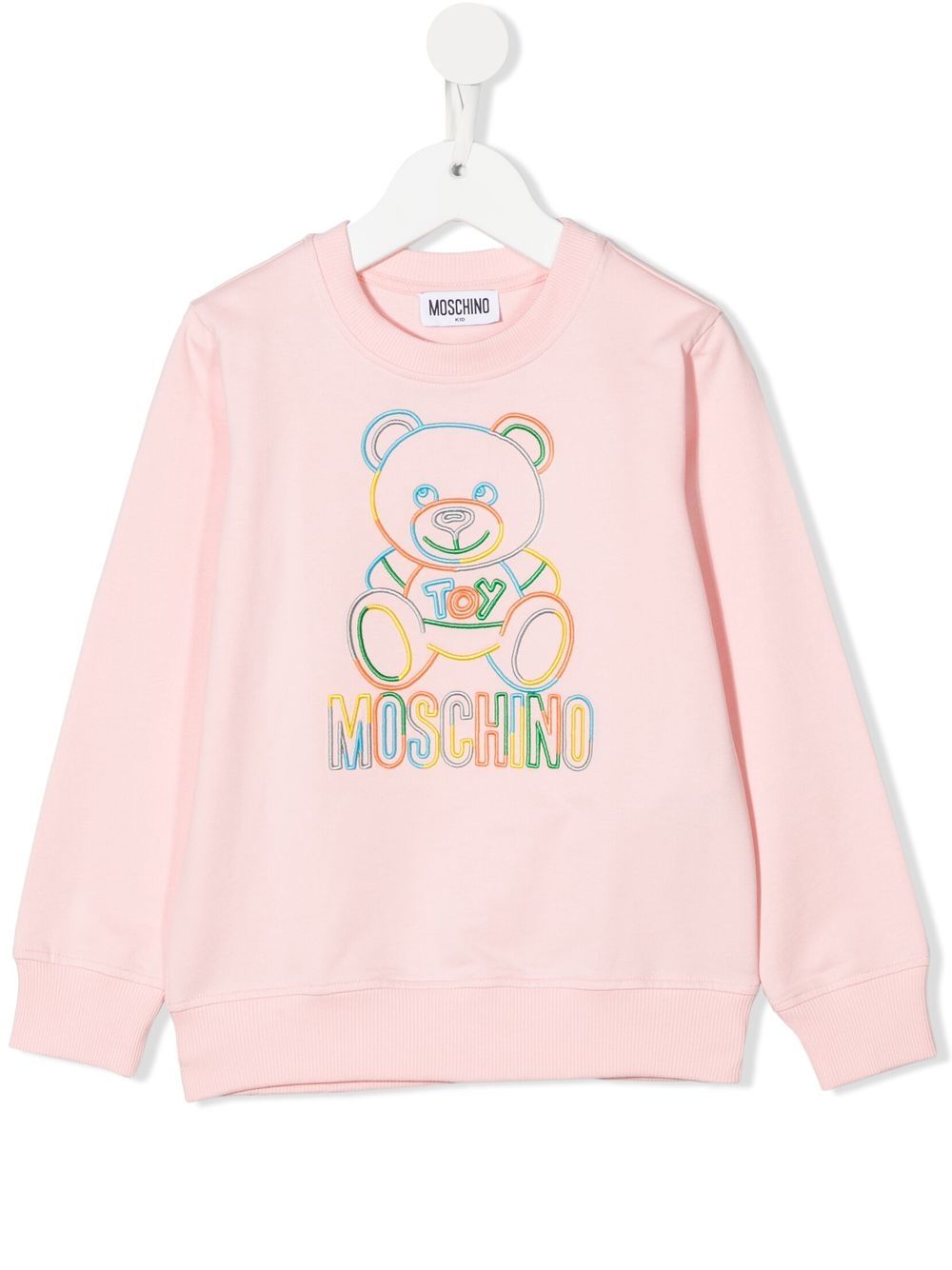Moschino Kids' Logo-embroidered Cotton Sweatshirt In Pink