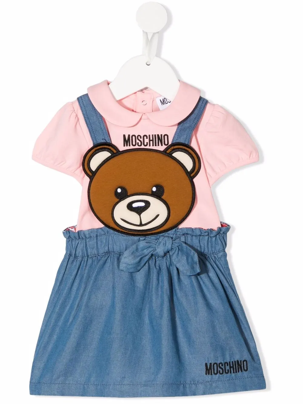 

Moschino Kids Teddy Bear-motif cotton babygrow set - Pink