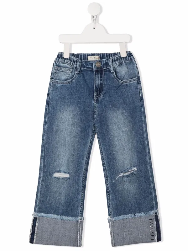 TWINSET Kids Distressed Drainpipe Jeans 