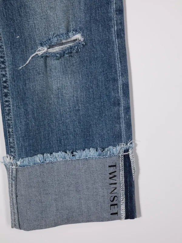 TWINSET Kids Distressed Drainpipe Jeans 