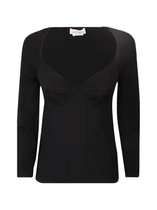 Alexander McQueen Inserted-bra Detail Top in Black