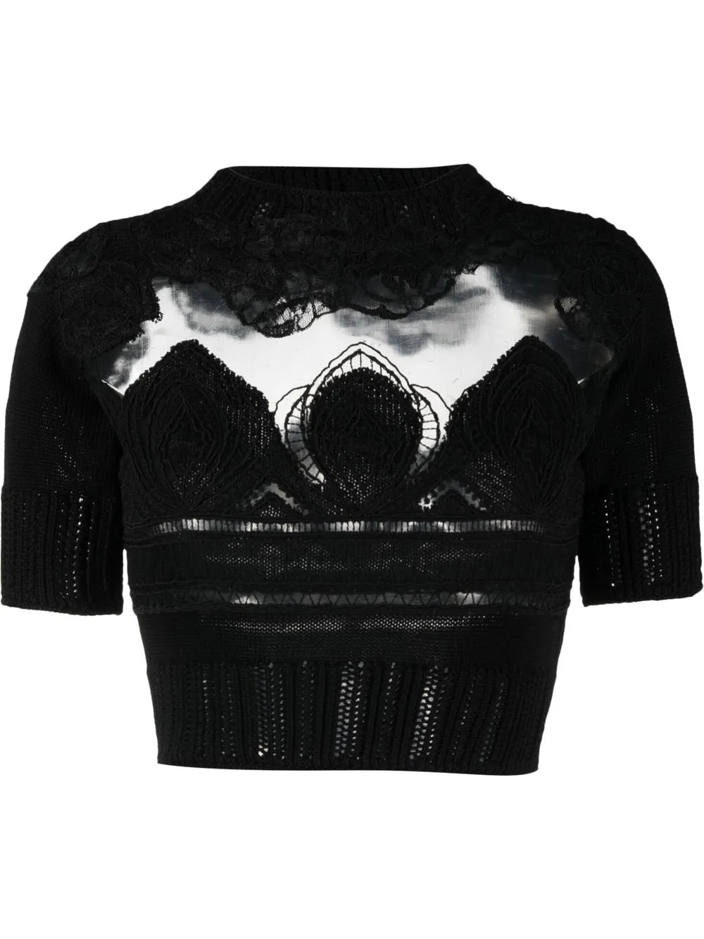 

Ermanno Scervino top de encaje con panel traslúcido - Negro