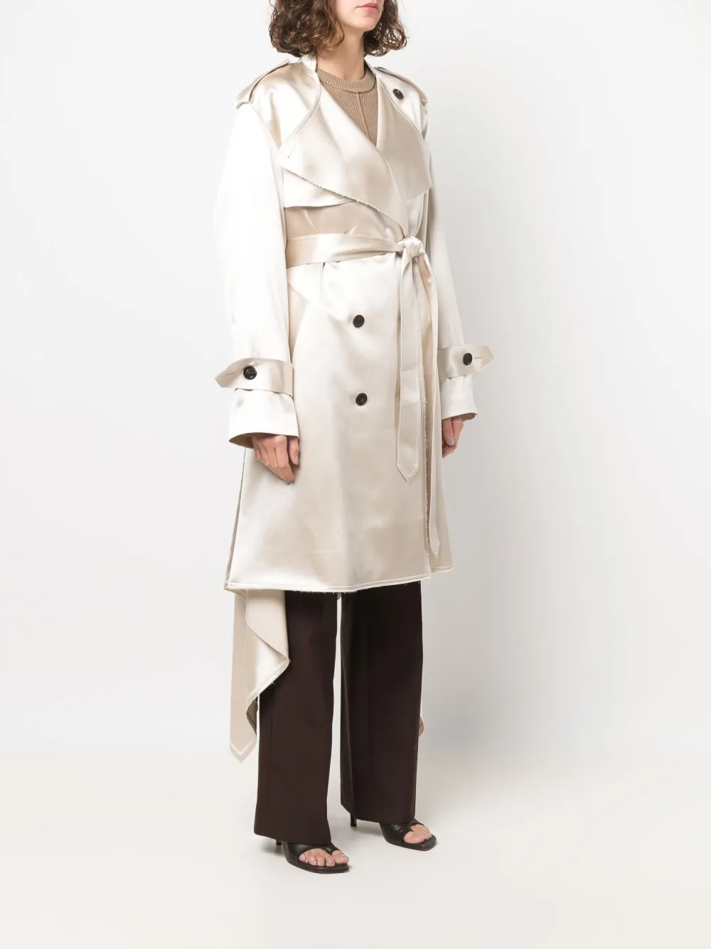 Peter Do Collarless double-breasted Trench Coat - Farfetch