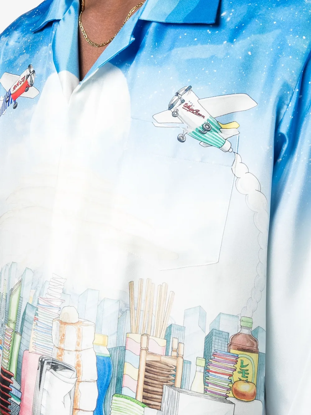 Casa Cafe landscape-print silk shirt
