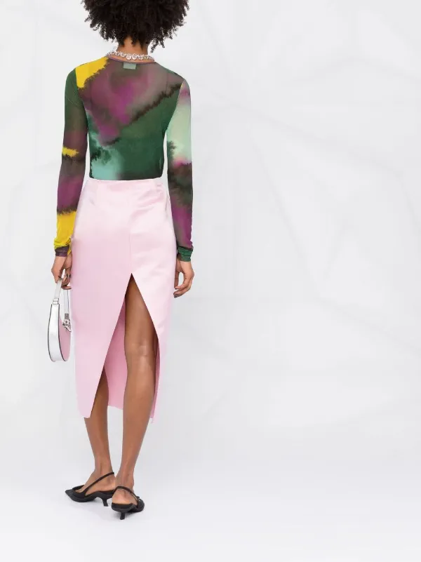 Prada プラダ バックスリット スカート | ピンク | FARFETCH JP