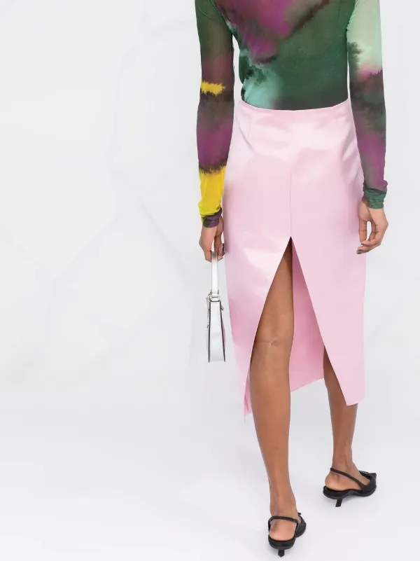 Prada プラダ バックスリット スカート | ピンク | FARFETCH JP