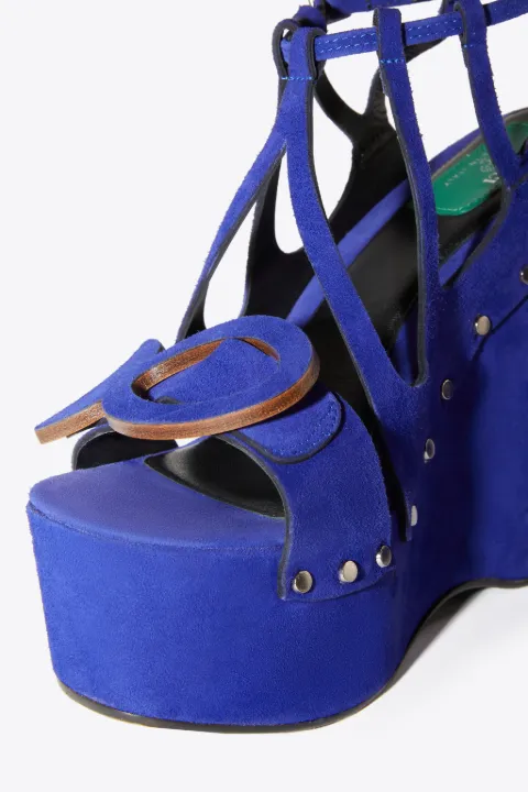 Musa Wedge Sandals in blue | PUCCI