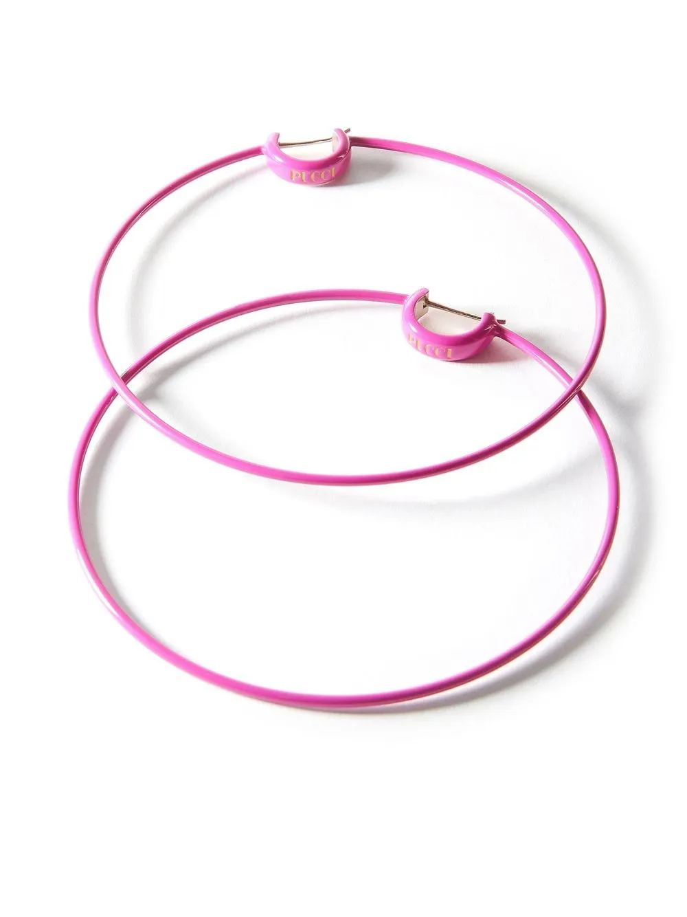 

PUCCI logo-print enamel hoop earrings - Pink