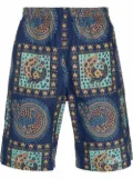 Needles graphic-print cotton shorts - Blue