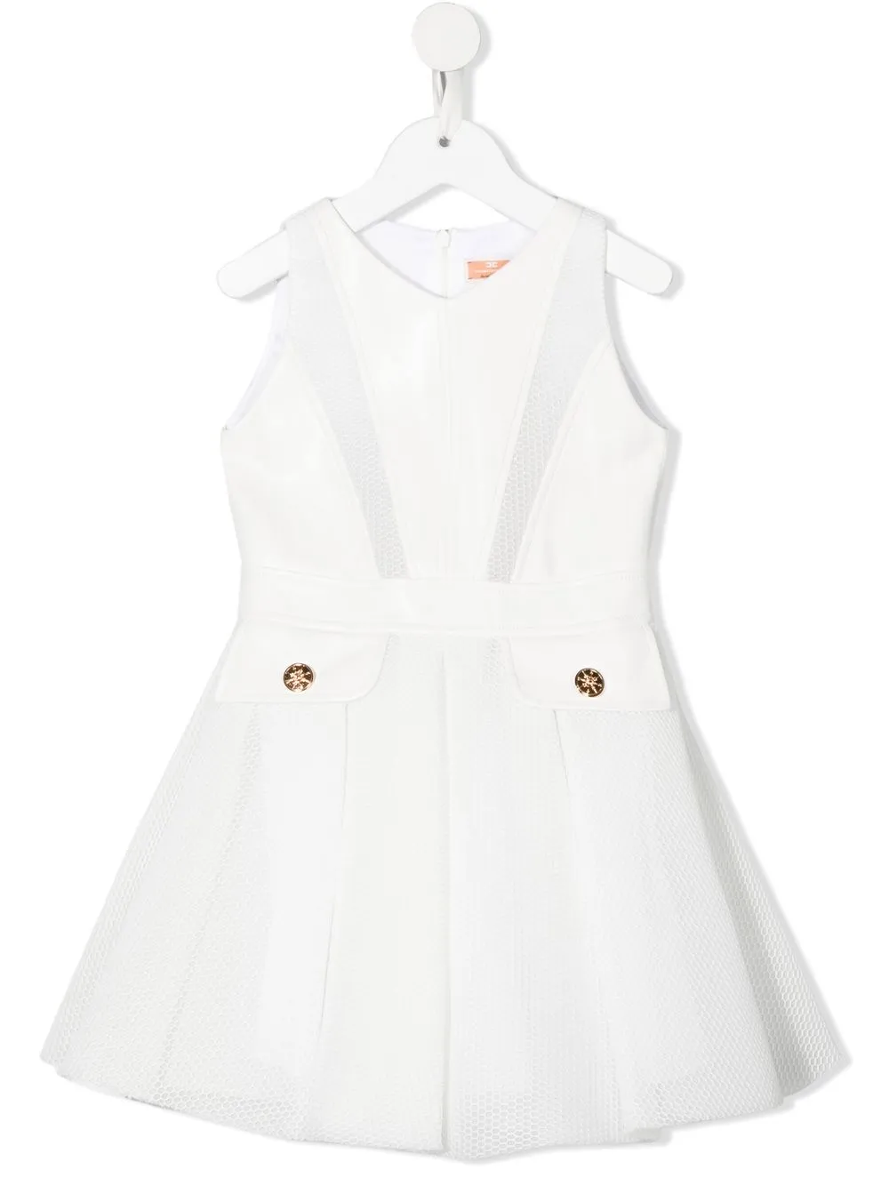

Elisabetta Franchi La Mia Bambina panelled mesh-detail midi dress - White