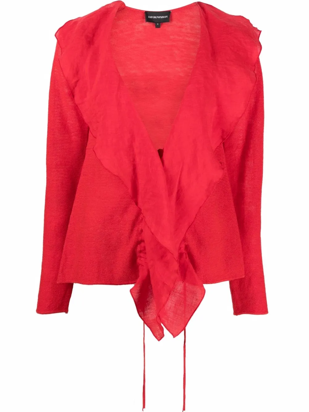 

Emporio Armani ruffled linen cardigan - Red