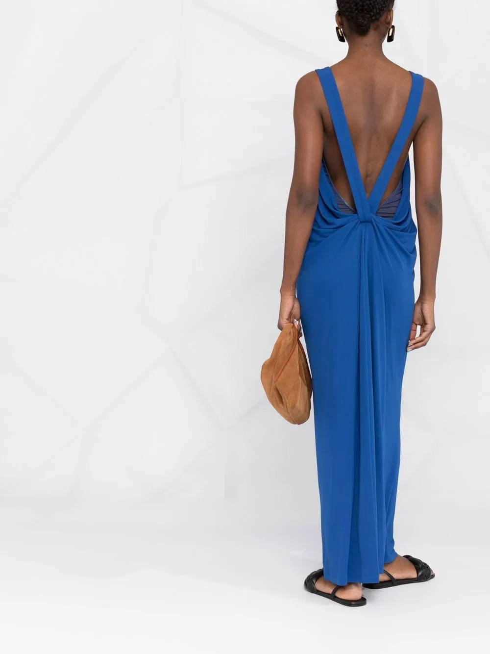 Alberta Ferretti Gedrapeerde maxi-jurk Blauw