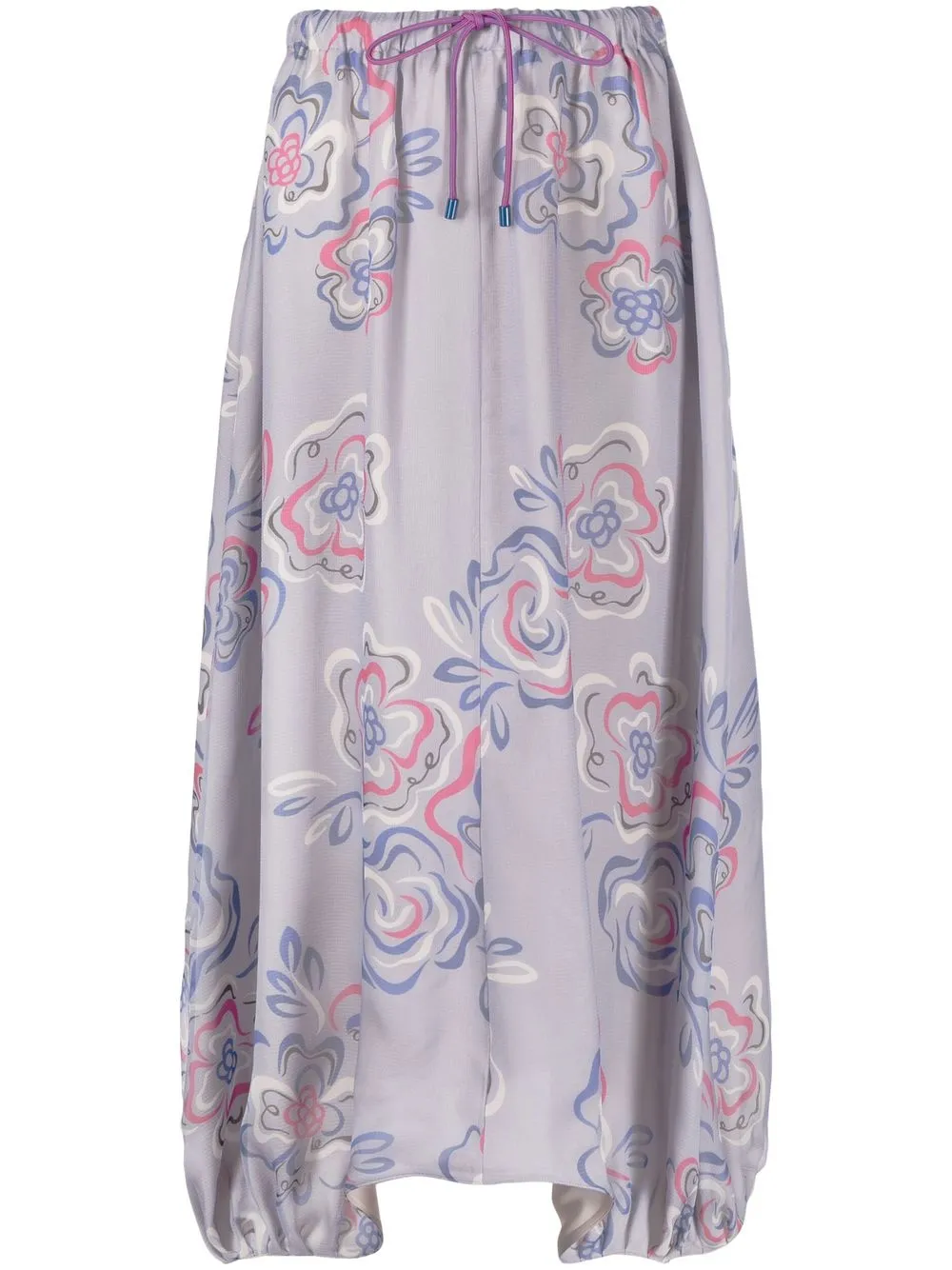 floral pattern high-waisted skirt