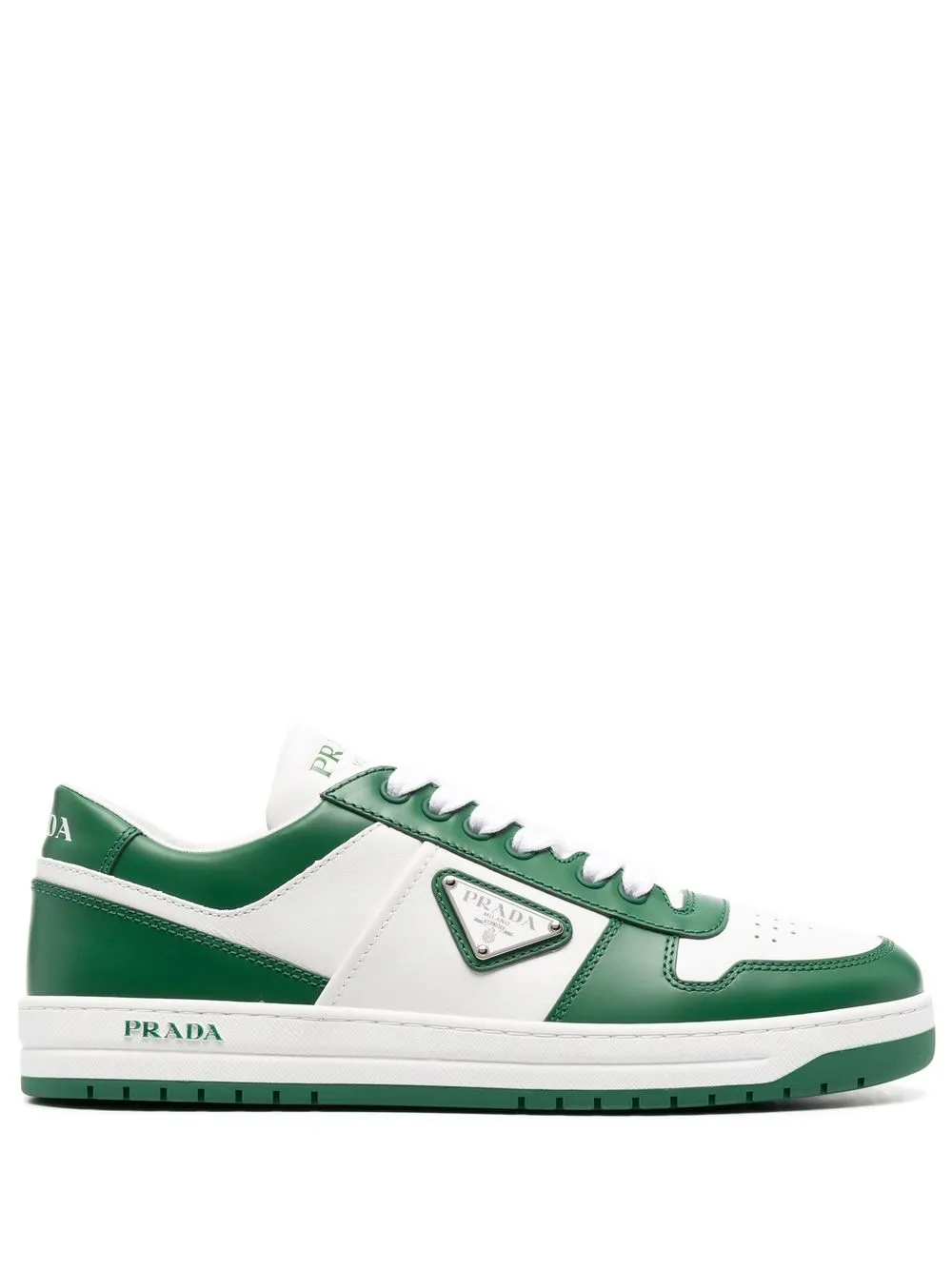 prada logo plaque lace up sneakers