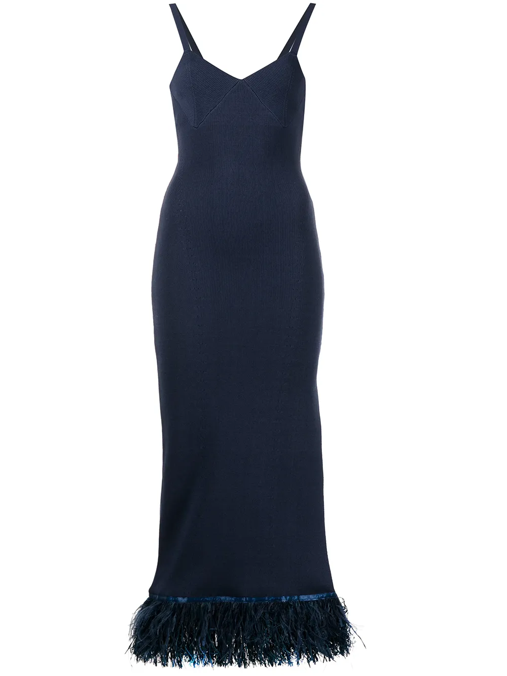 

STAUD Portofino maxi feather trim dress - Blue