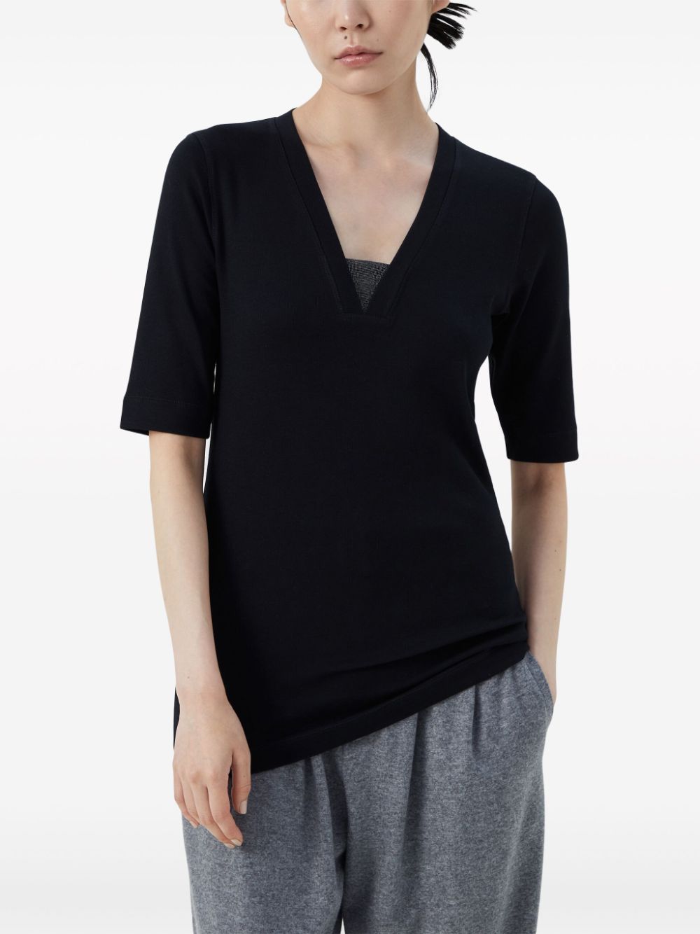 Shop Brunello Cucinelli V-neck T-shirt In Black