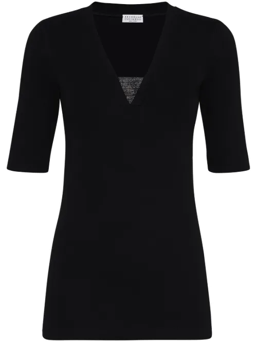 T-shirt à col v - Brunello Cucinelli - Modalova