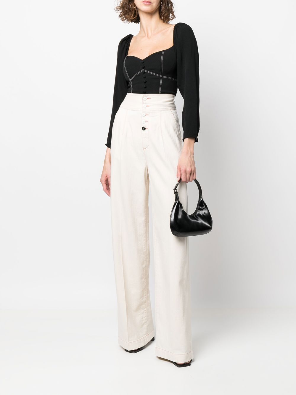 Shop Made In Tomboy High-waisted Wide-leg Trousers In Nude