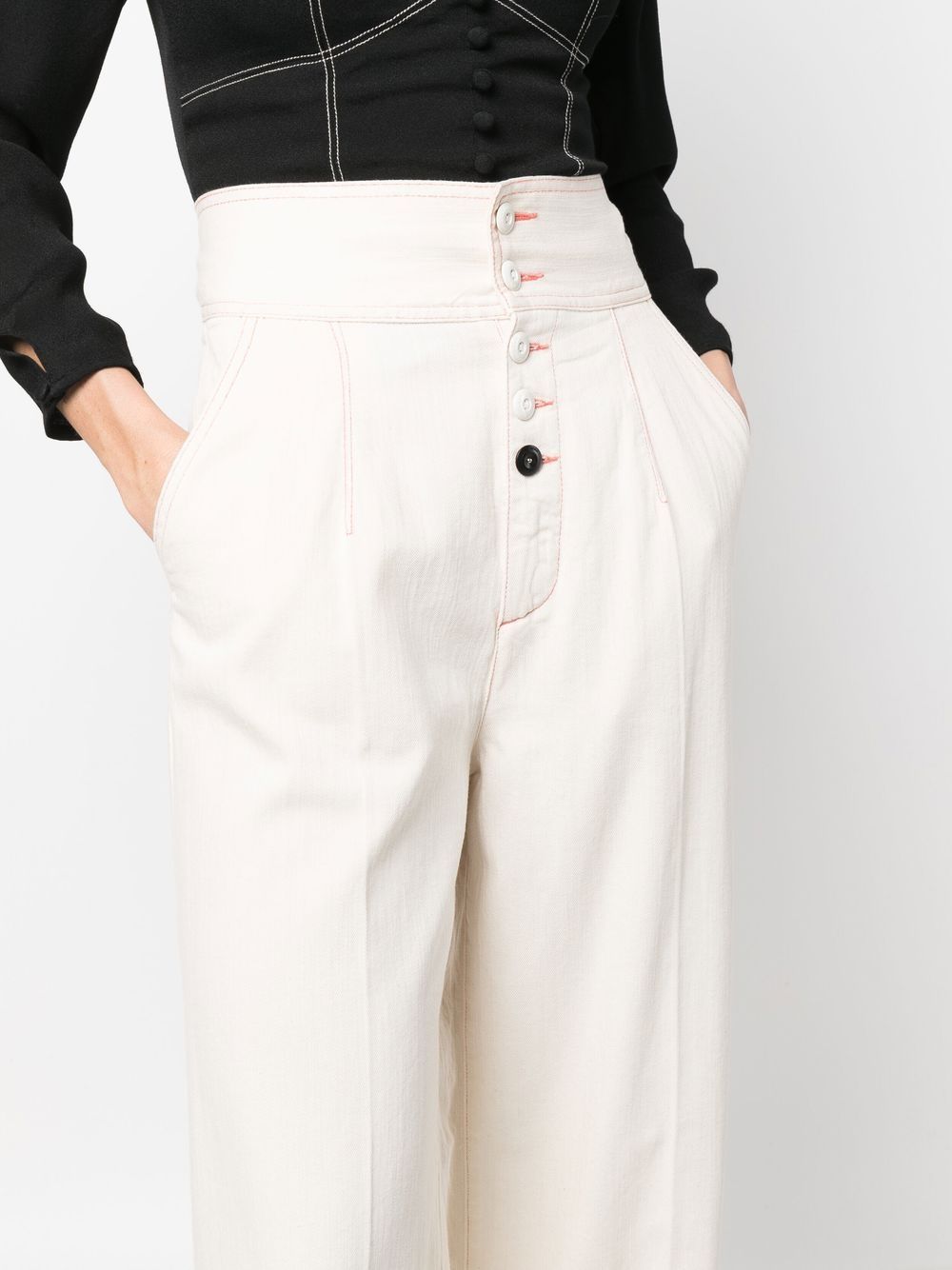 Shop Made In Tomboy High-waisted Wide-leg Trousers In Nude