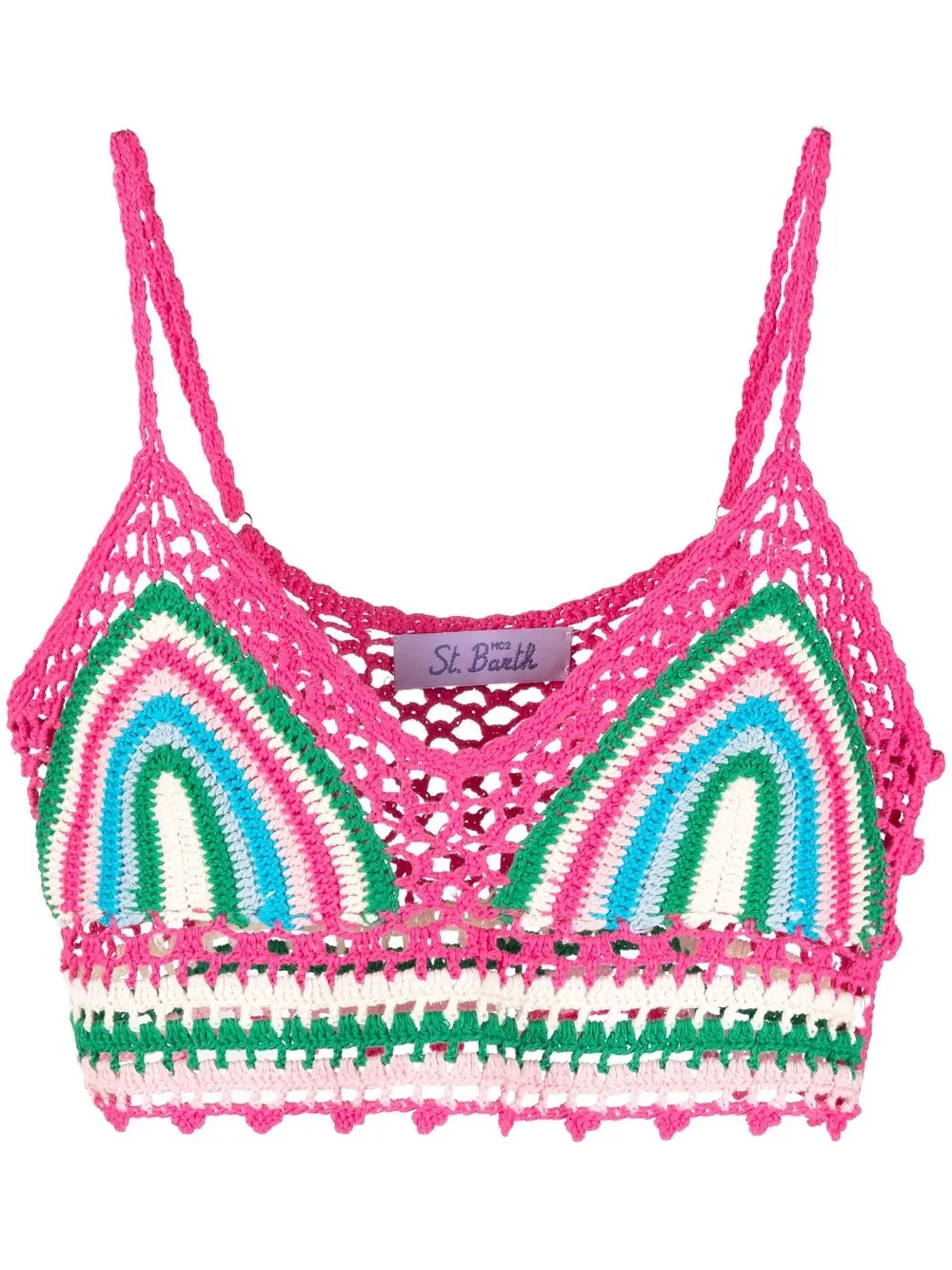 

MC2 Saint Barth Chaya crochet-knit cropped top - Pink