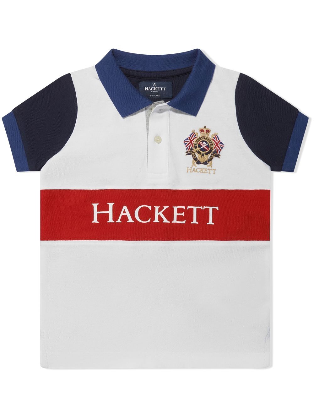 Hackett Teen Embroidered Logo Polo Shirt In White