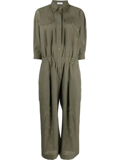 Brunello Cucinelli perforated straight-leg jumpsuit