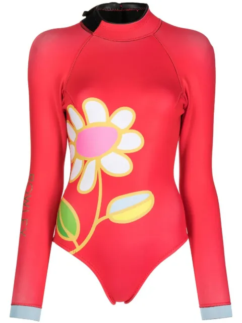 Cynthia Rowley floral-print mock neck wetsuit