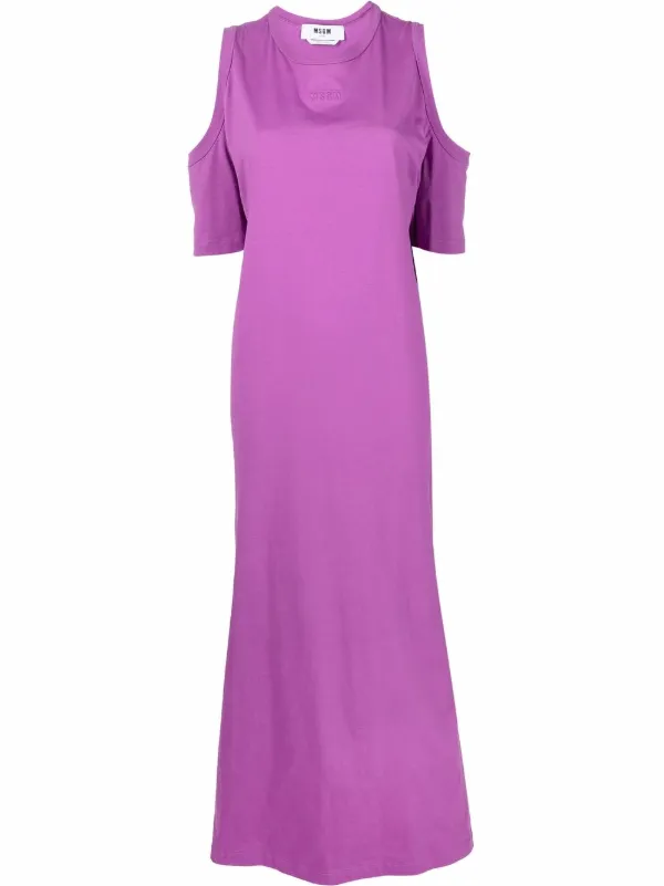 MSGM cold-shoulder Cotton Maxi Dress 