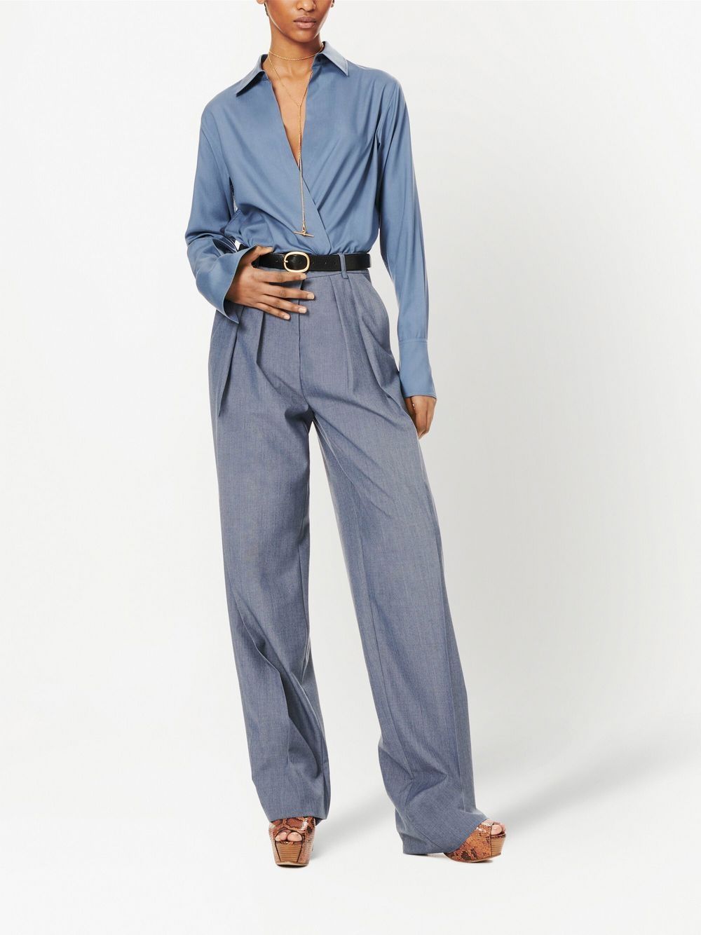 Victoria Beckham Wikkelshirt met lange mouwen - Blauw