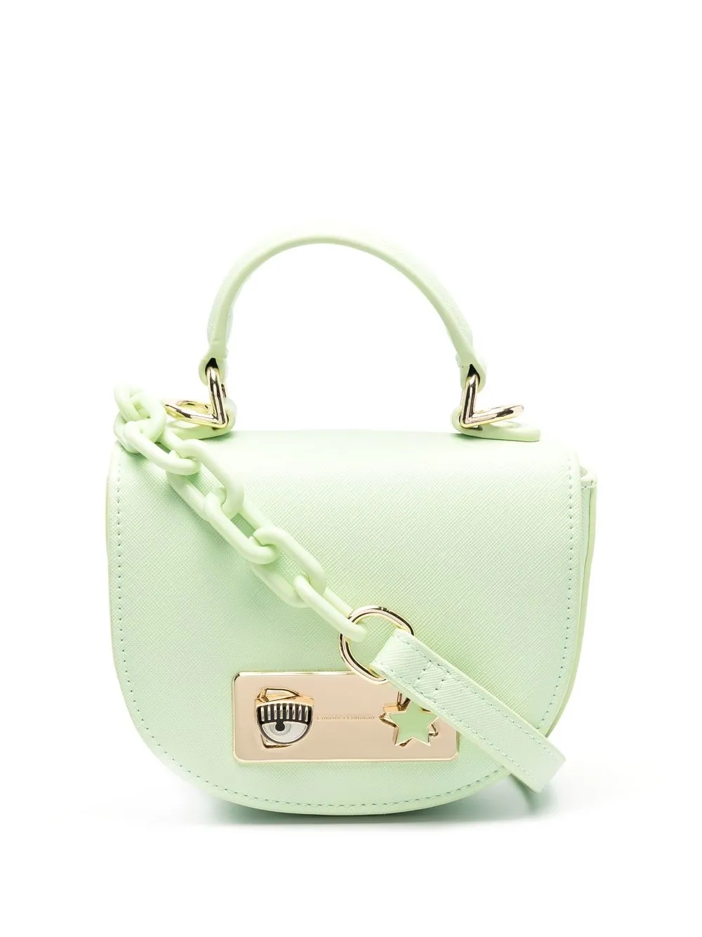 

Chiara Ferragni bolsa satchel con placa del logo - Verde