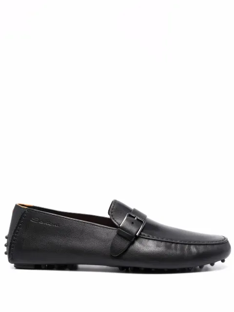 buckled leather loafers