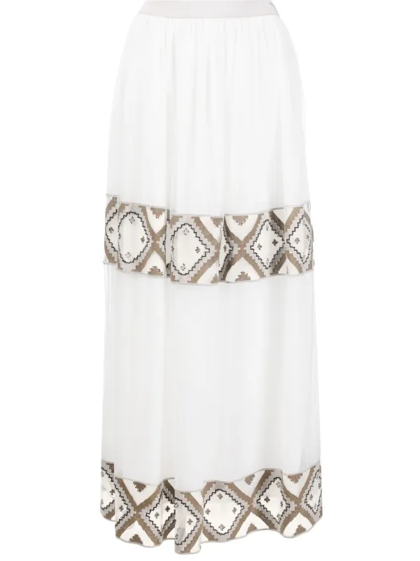 High waisted clearance embroidered maxi skirt