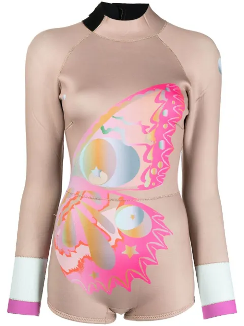 Cynthia Rowley butterfly-print long-sleeve wetsuit 