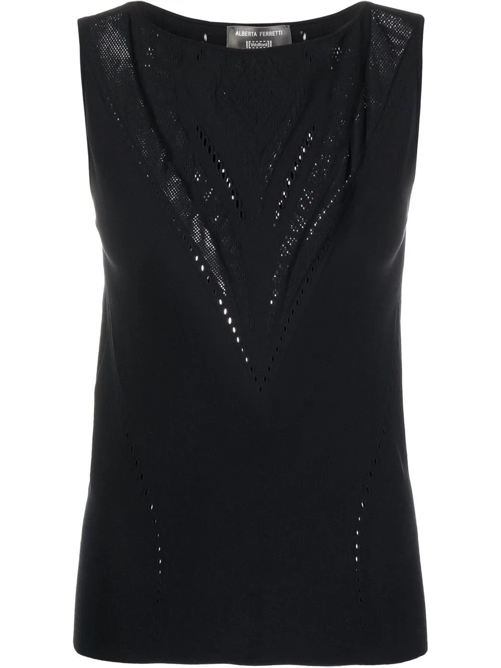 

Alberta Ferretti embroidered crew-neck tank top - Black
