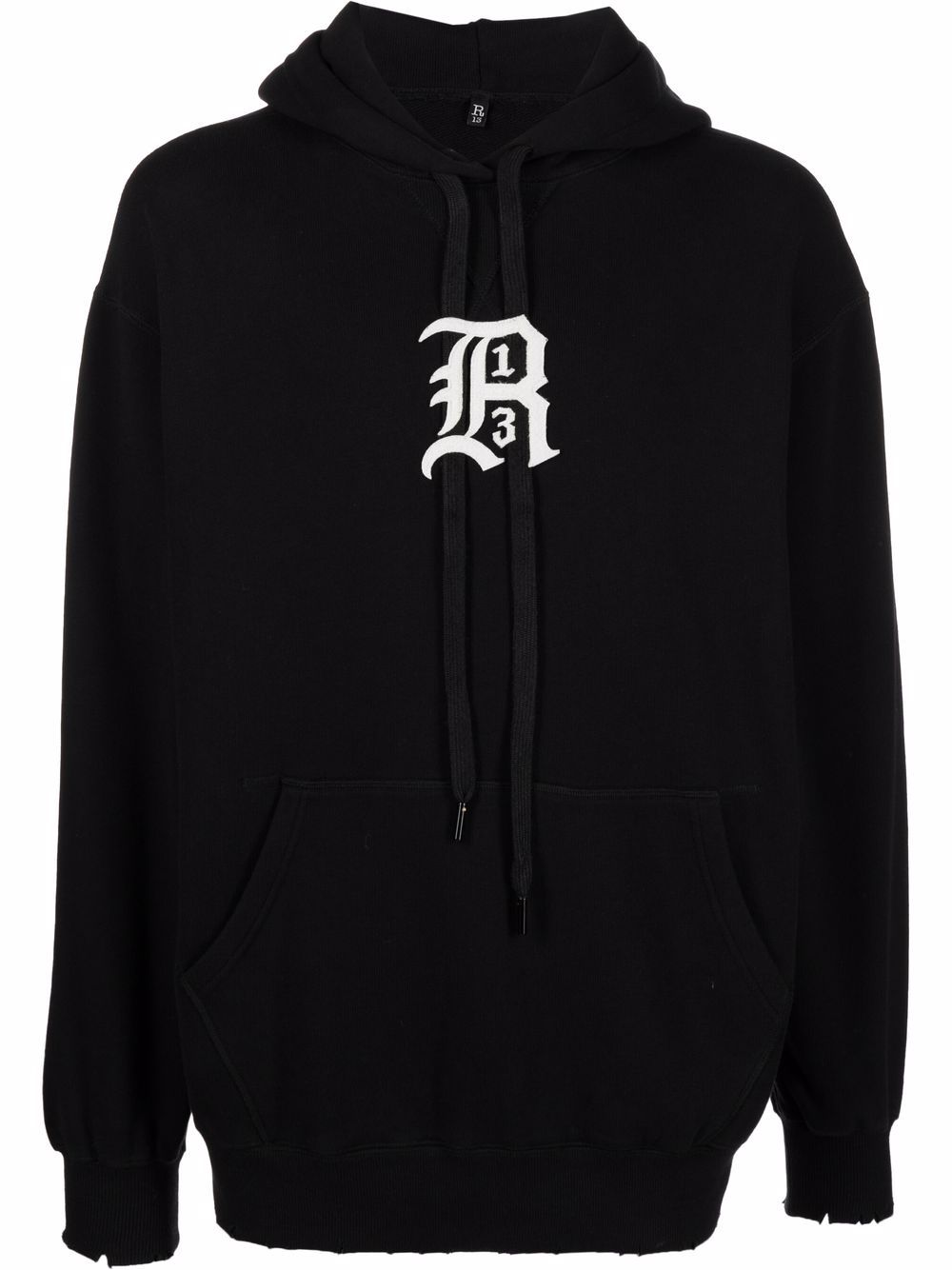 R13 logo-print Distressed Hoodie - Farfetch