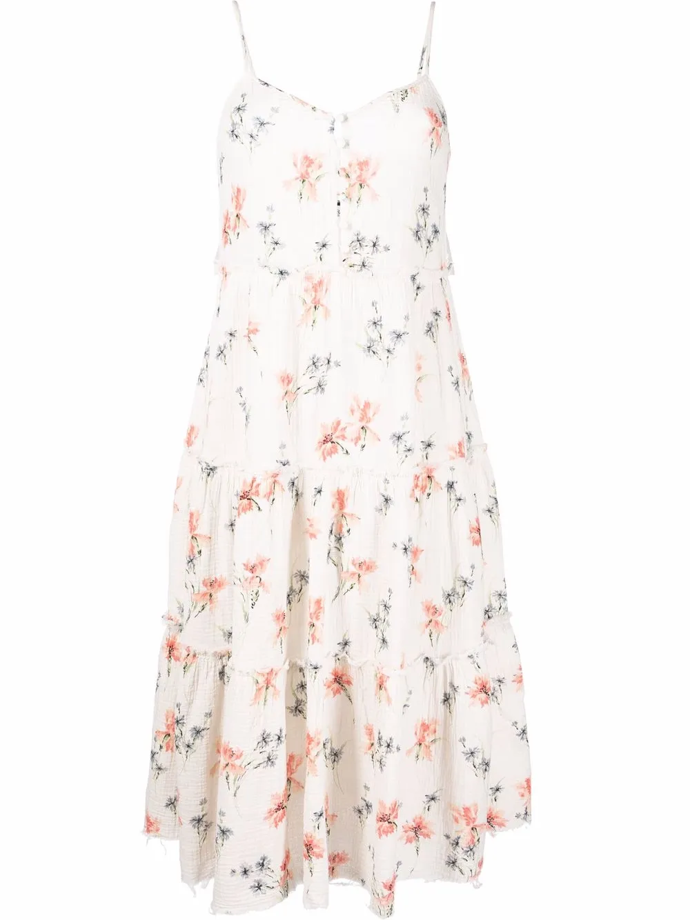 

R13 floral-print tiered dress - Neutrals