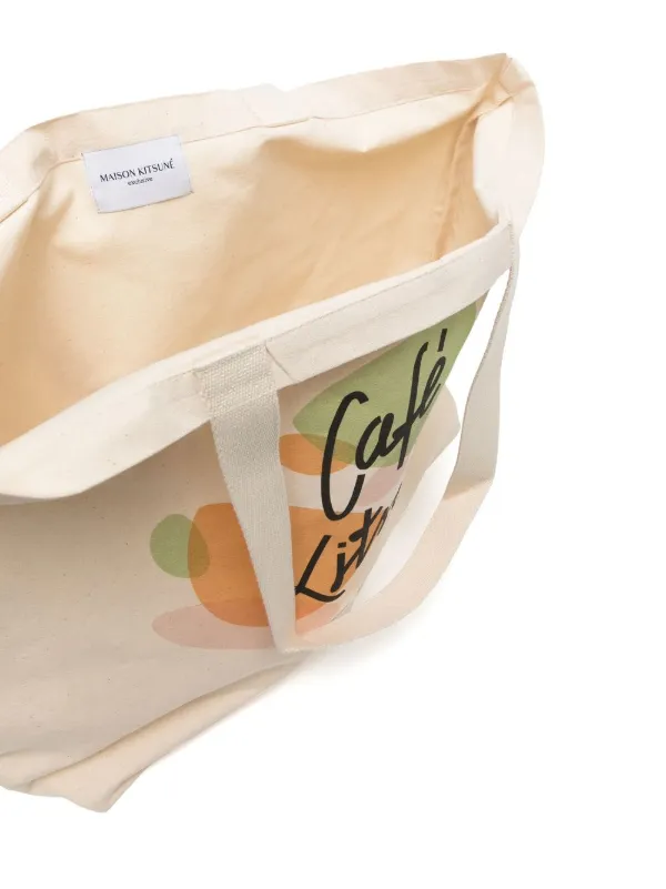 Maison Kitsuné logo-print Tote Bag | Neutrals | FARFETCH