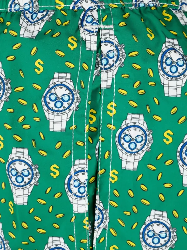 MC2 Saint Barth all-over watch-print Swim Shorts | Green